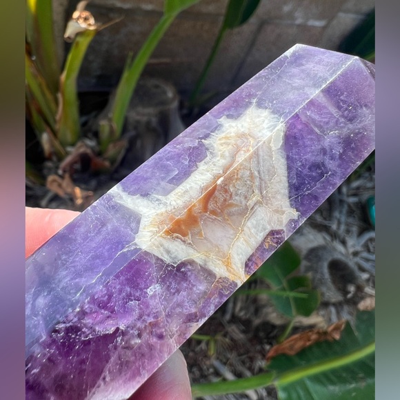 Chevron Amethyst Crystal Tower - Picture 4 of 11